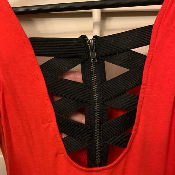 Material Girl - Red Sleeveless Side Slit - Midi Dress - M - Picture 5 of 6